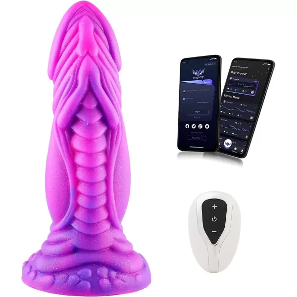 Wildolo APP-Controlled Silicone Dildo, Realistic Premium Vibrator Dildo, Body-Safe Classic Dildo, Adult Sex Toy (L)