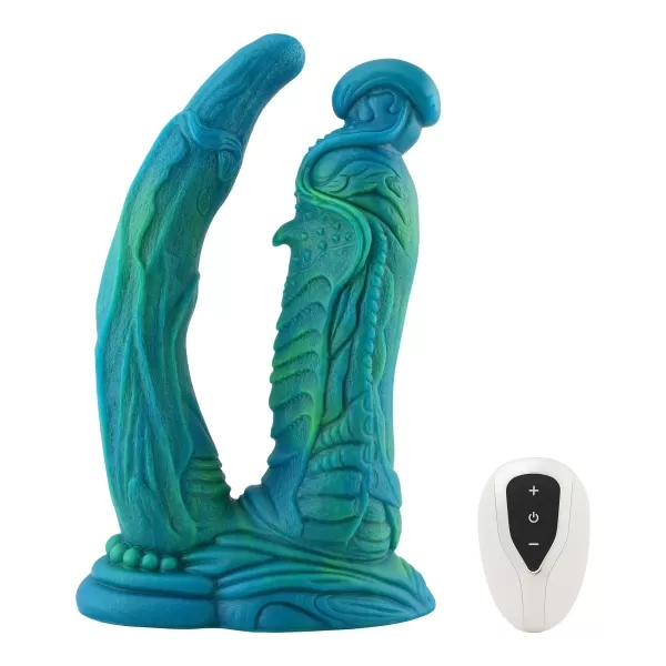 Monster Dildo Dragon Double Silicone Fantasy Dildo, 9 Inch Suction Soft Massive Dildo for Men, Realistic Vibrating Wide Dildos for Women, Fake Prostate G Spot Curved Penis, Large Long Dildos