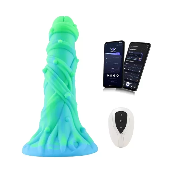 Wildolo APP-Controlled Vibrator, Glow-in-The-Dark Silicone Dildo, 8.2