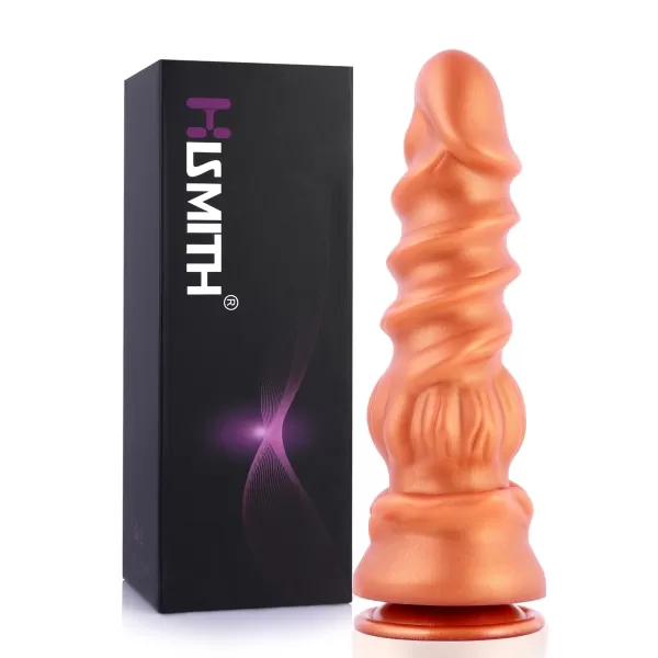 Hismith 8.5 Inch Curved Giant Silicone Drilling Worm Novelty Dildo With Suction Cup