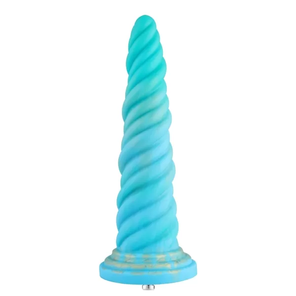 Auxfun 10" Silicone Dildo ,8.7" Insertable Length, with Ezfunlok M Size ， Mixed blue/golden