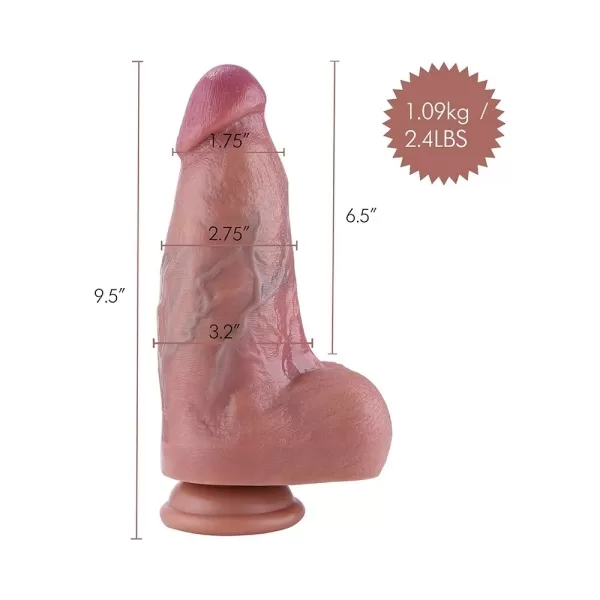 Hismith 9.5” Thick Dual-Density Realistic Silicone Dong With KilcLok System